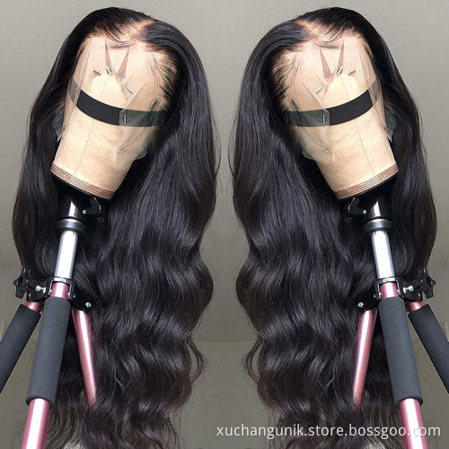 Uniky Wholesale Brazilian Virgin Hair 4*4 360 Body Wave transparent 13*6 13*4 Lace Front Human Hair Wigs for Black Woman